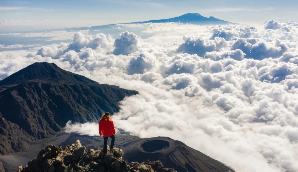 Mount Meru trekking expedition overlooking Tanzania mountain landscapes